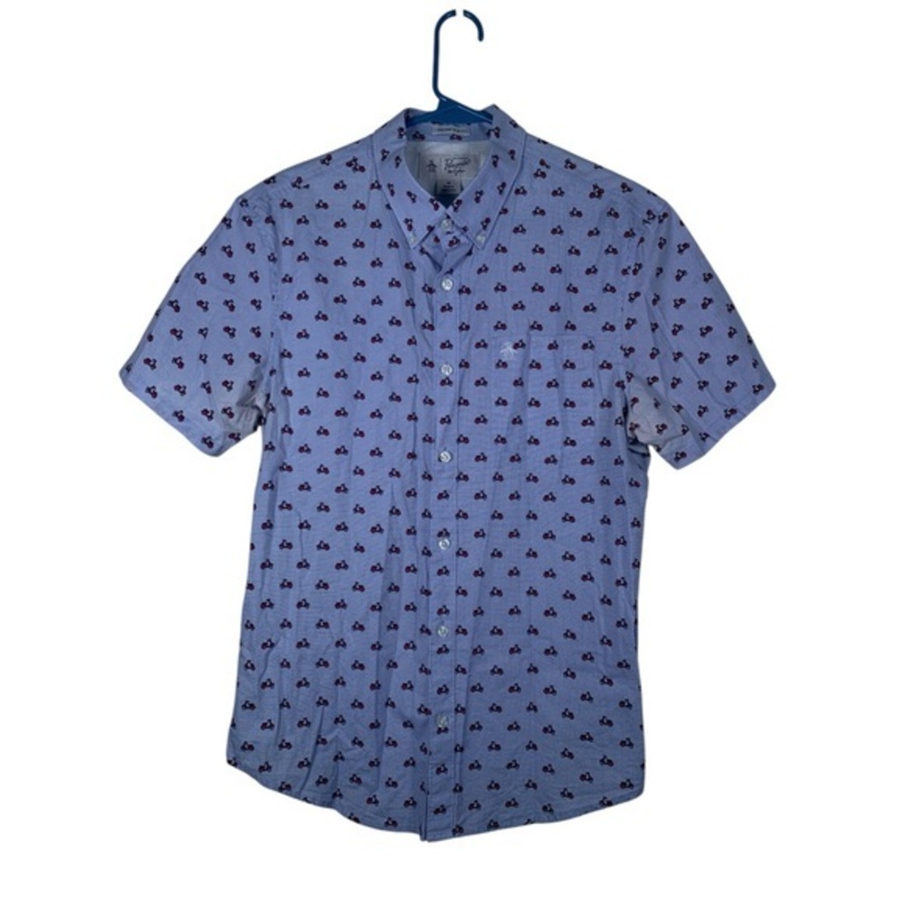 Orginal Penguin Blue Button Down Shirt Size Scooter Size Med EUC #0796